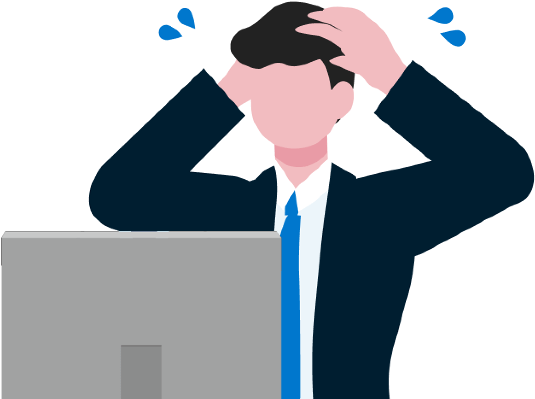 頭を抱え悩む男性のイラスト